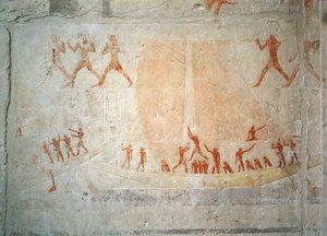 Relief from the Mastaba of Akhethotep depicting boating, from Saqqara, Old Kingdom